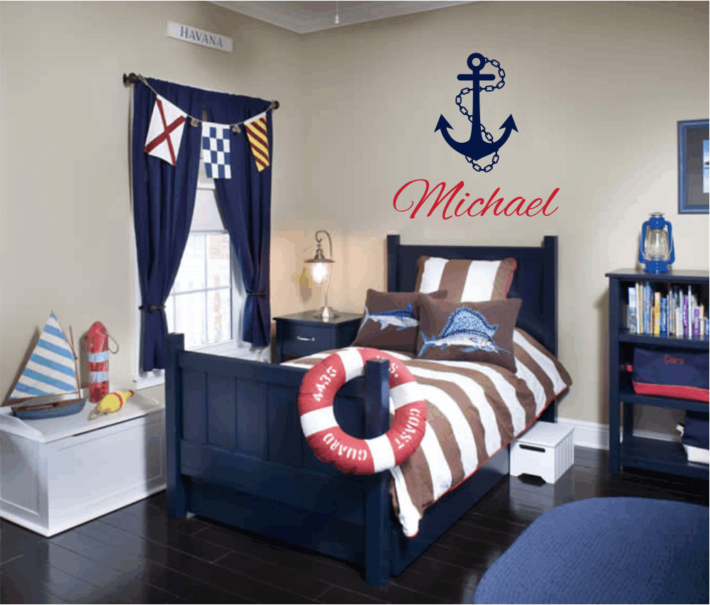 Boys Nautical Bedroom
 Nautical Vinyl Wall Decal Personalized Name Wall by wallartsy