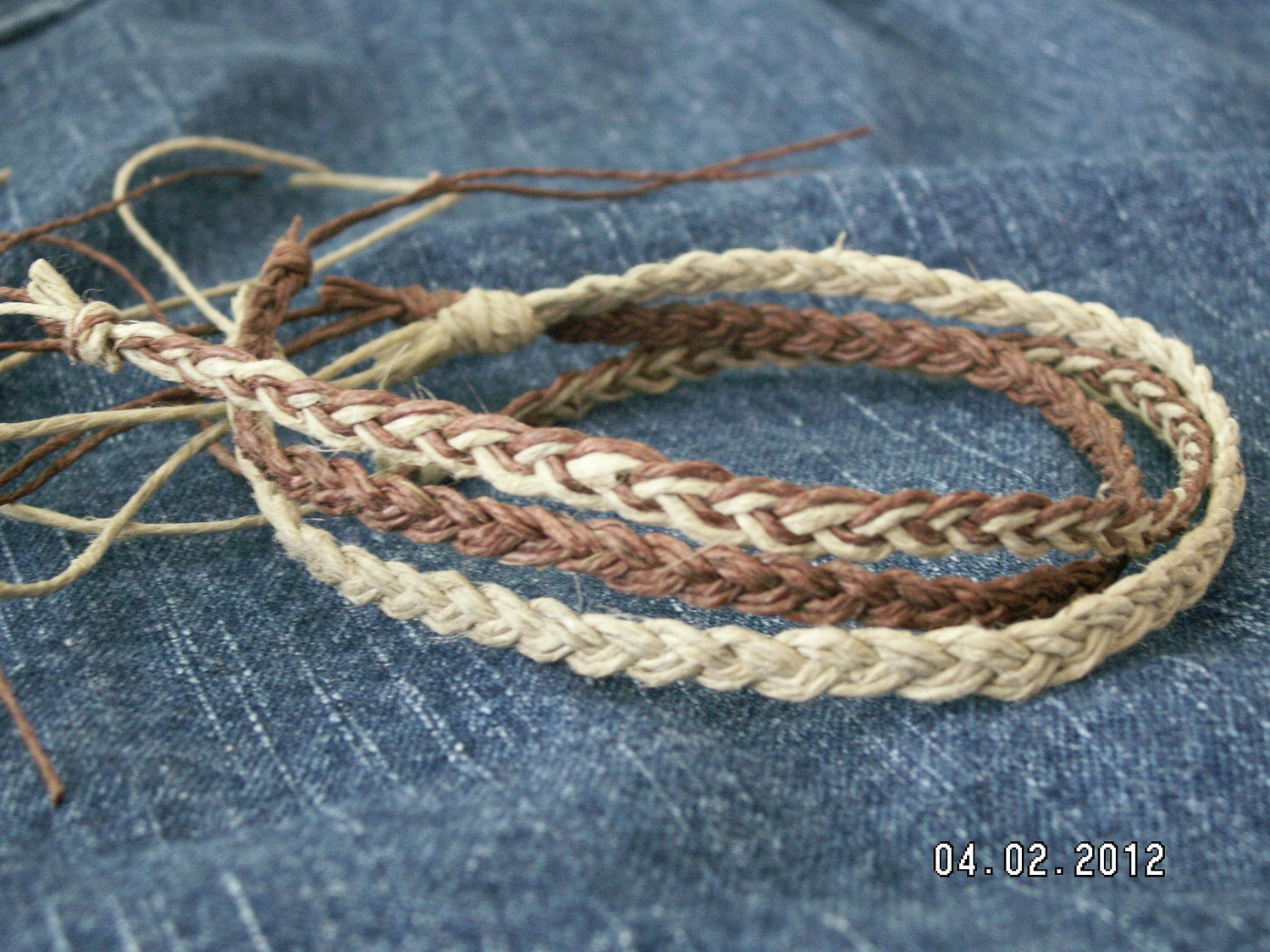 Braided Anklet
 BRAIDED HEMP Set of 3 Anklets or 3 Bracelets by Oklahoma405