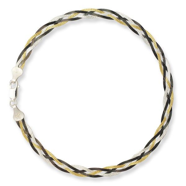 Braided Anklet
 Shop Sterling Silver Black and Goldplated 10 inch Braided