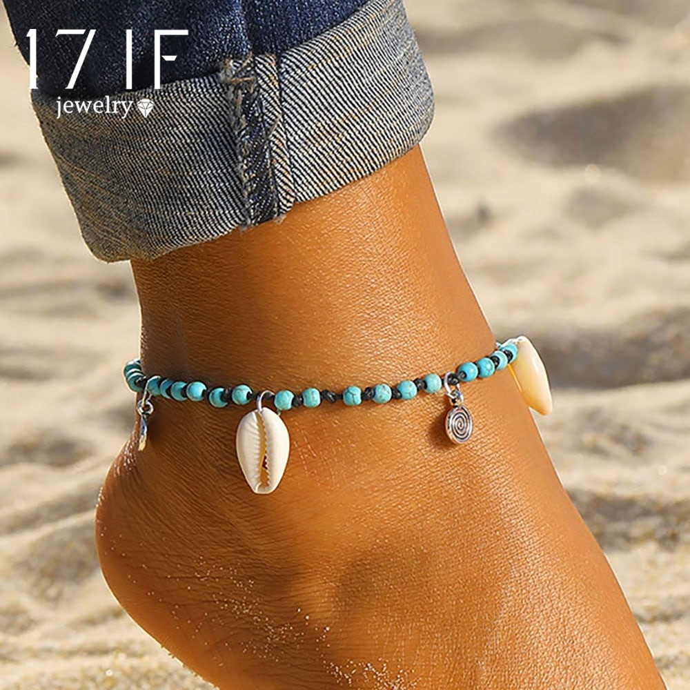 Braided Anklet
 17IF Vintage Stone Beads Anklet for Women Braided Wave