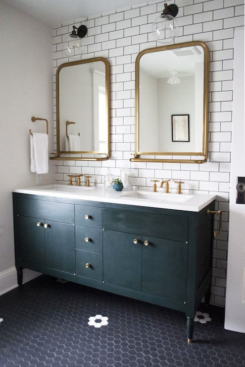 Brass Bathroom Mirror
 Astoria Mirror With Tray Transitional bathroom