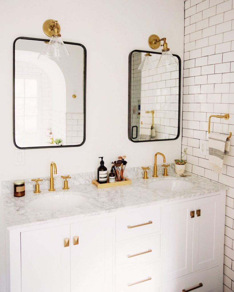 Brass Bathroom Mirror
 Mixing Metal Finishes in the Bathroom
