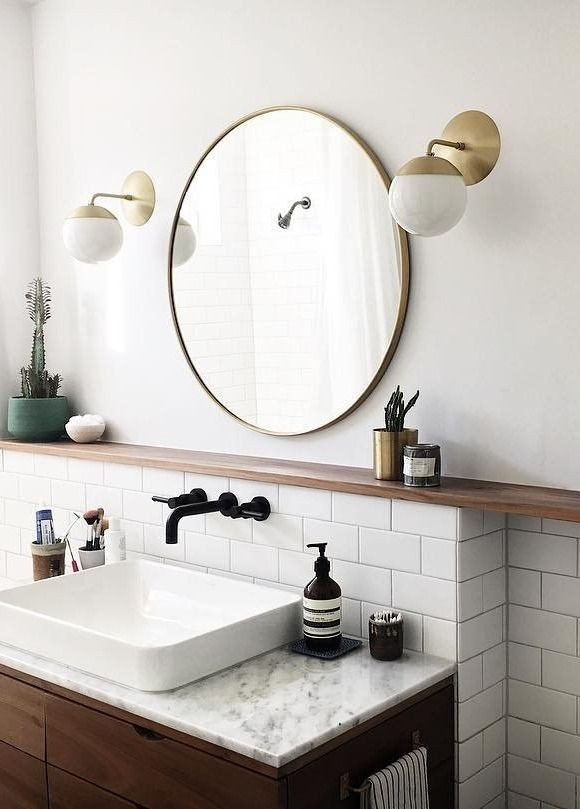 Brass Bathroom Mirror
 36" Round Metal Framed Mirror in 2019
