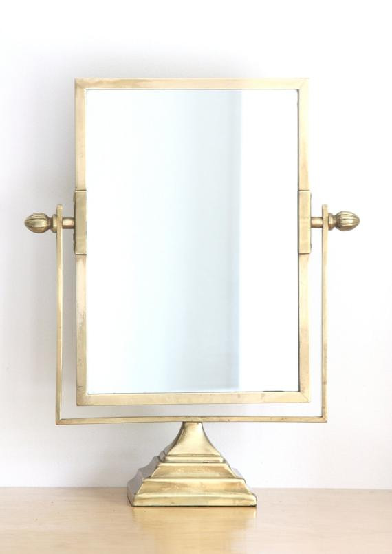 Brass Bathroom Mirror
 Antique Brass Pedestal Vanity Mirror