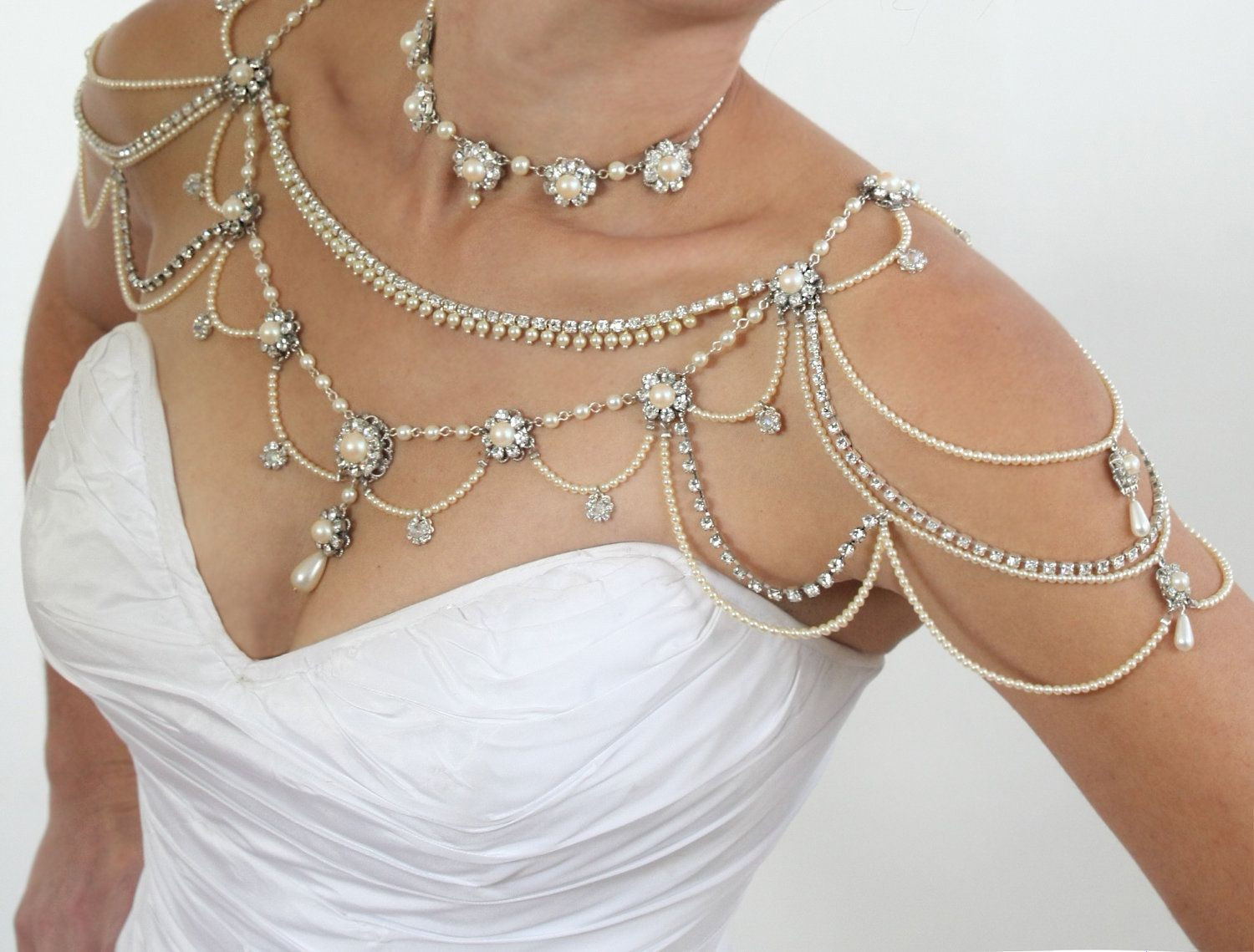 Bridal Body Jewelry
 Bridal Necklace For The SHOULDERS Victorian Style Beaded