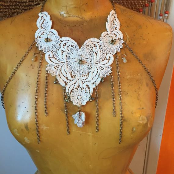 Bridal Body Jewelry
 Boho Body Chain Lace Necklace Bridal Jewelry by