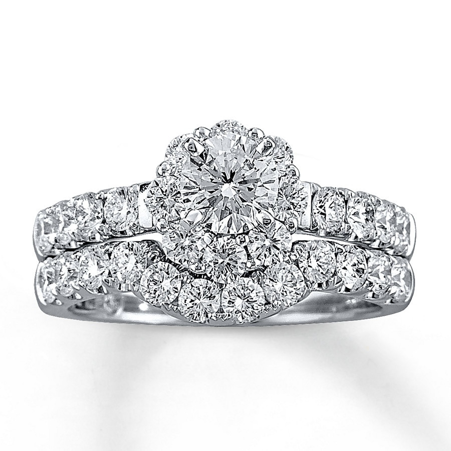 Bridal Diamond Ring Sets
 Leo Diamond Bridal Set 2 ct tw Round cut 14K White Gold