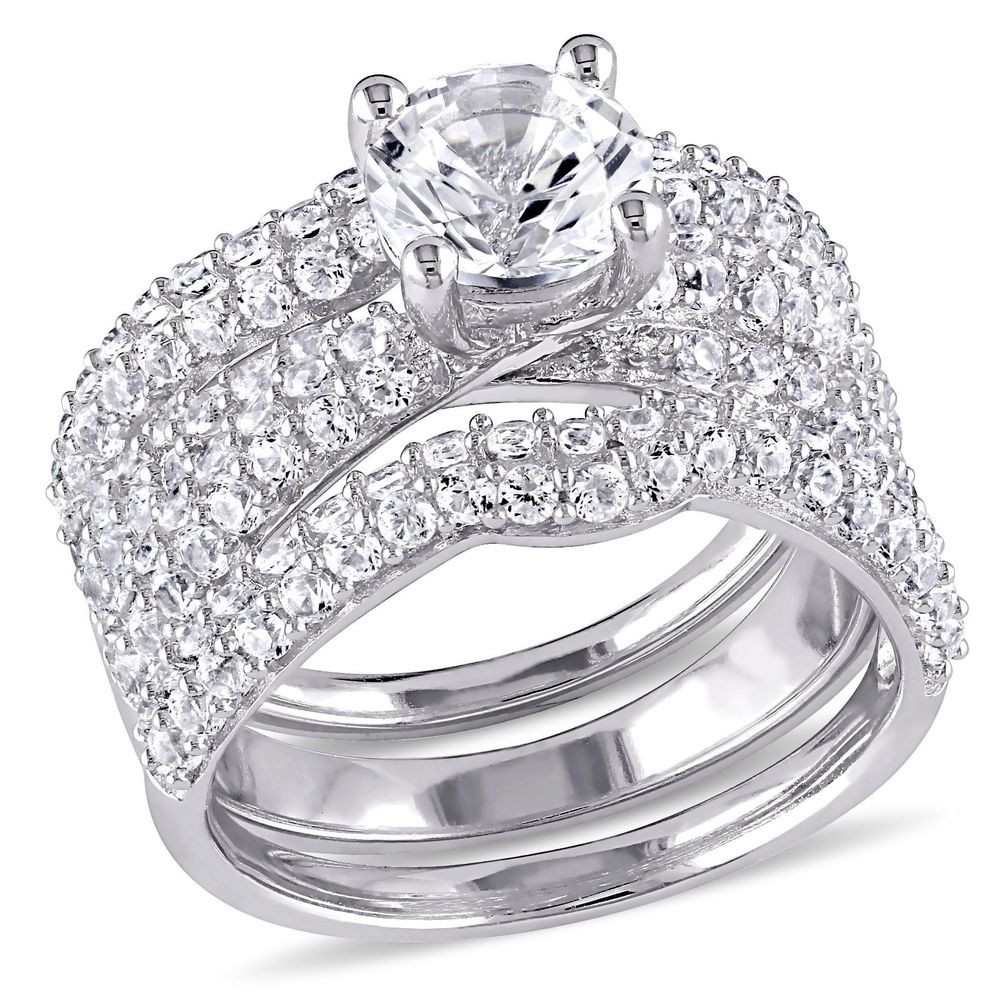 Bridal Diamond Ring Sets
 ROUND DIAMOND SAPPHIRE ENGAGEMENT WEDDING RING SET SZ 6 SZ