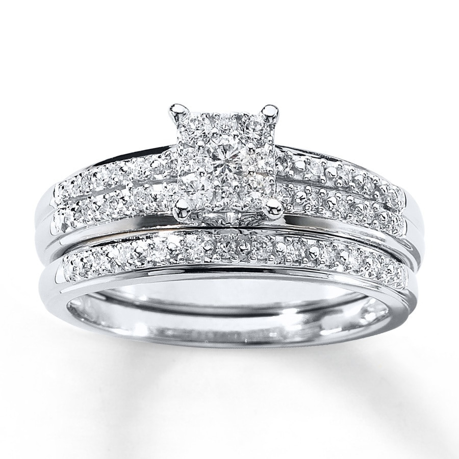 Bridal Diamond Ring Sets
 Kay Diamond Bridal Set 1 3 ct tw Round cut 10K White Gold