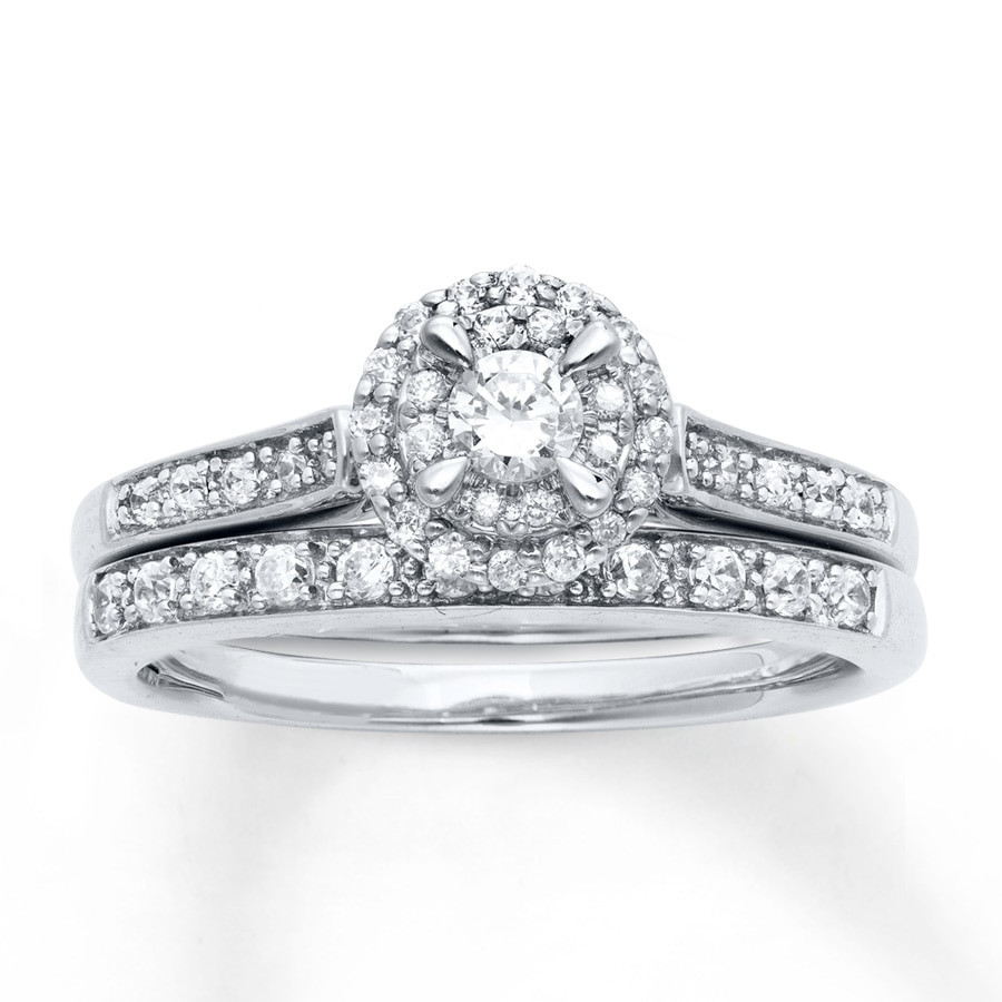 Bridal Diamond Ring Sets
 Diamond Bridal Set 1 2 ct tw Round Cut 14K White Gold
