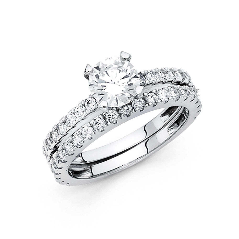 Bridal Diamond Ring Sets
 14k White Gold 1 5 CT Round Engagement Bridal Ring Set 2