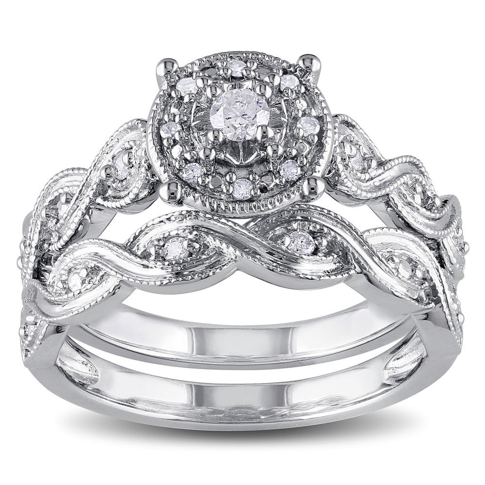 Bridal Diamond Ring Sets
 Miadora Sterling Silver 1 5ct TDW Diamond Infinity