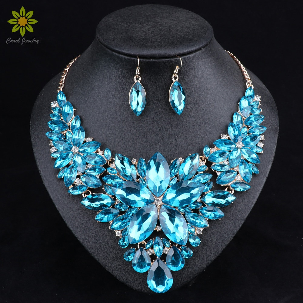Bridal Party Jewelry Sets
 Fashion Crystal Jewelry Sets Bridal Necklace Earrings Sets