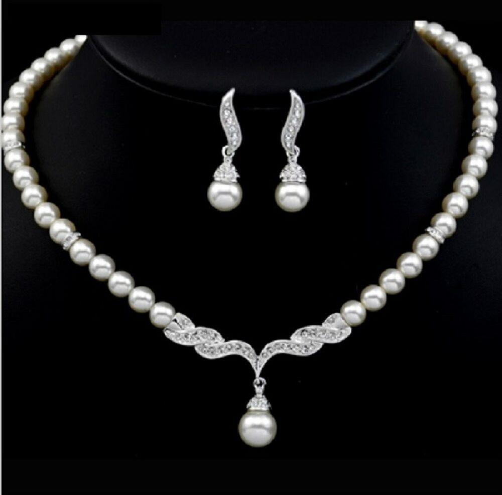 Bridal Party Jewelry Sets
 White Ivory Pearls Wedding Bridal Bridesmaid Prom