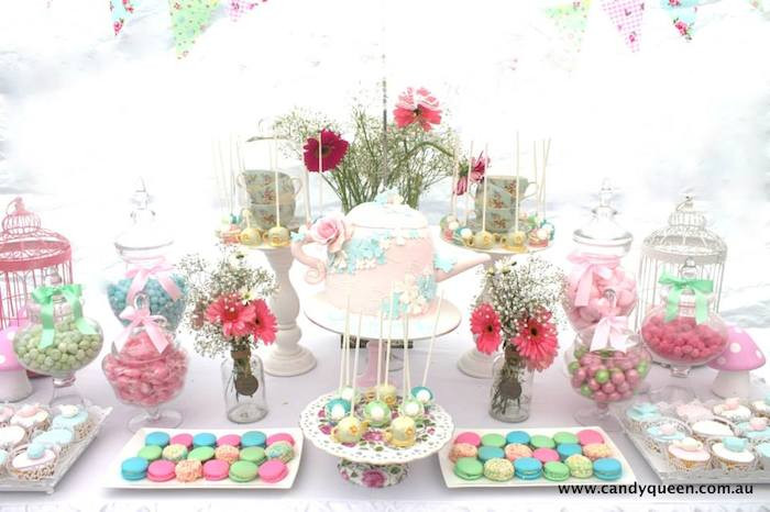 Bridal Shower Tea Party Decorating Ideas
 Kara s Party Ideas Floral High Tea Bridal Shower Party