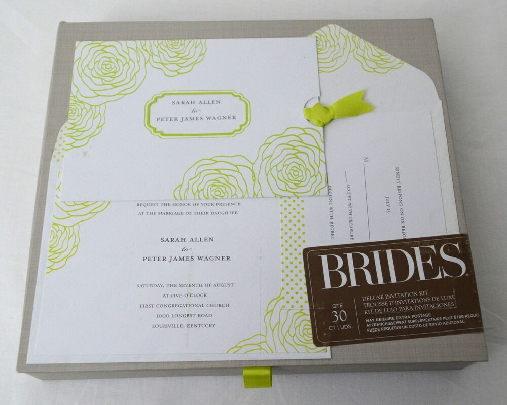 Brides Wedding Invitation Kits
 BRIDES Deluxe Wedding Invitation Kit WHITE and LIME GREEN
