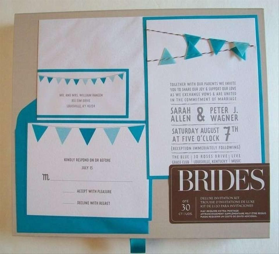 Brides Wedding Invitation Kits
 Invitations Brides Deluxe Invitation Kit 30 Count Blue