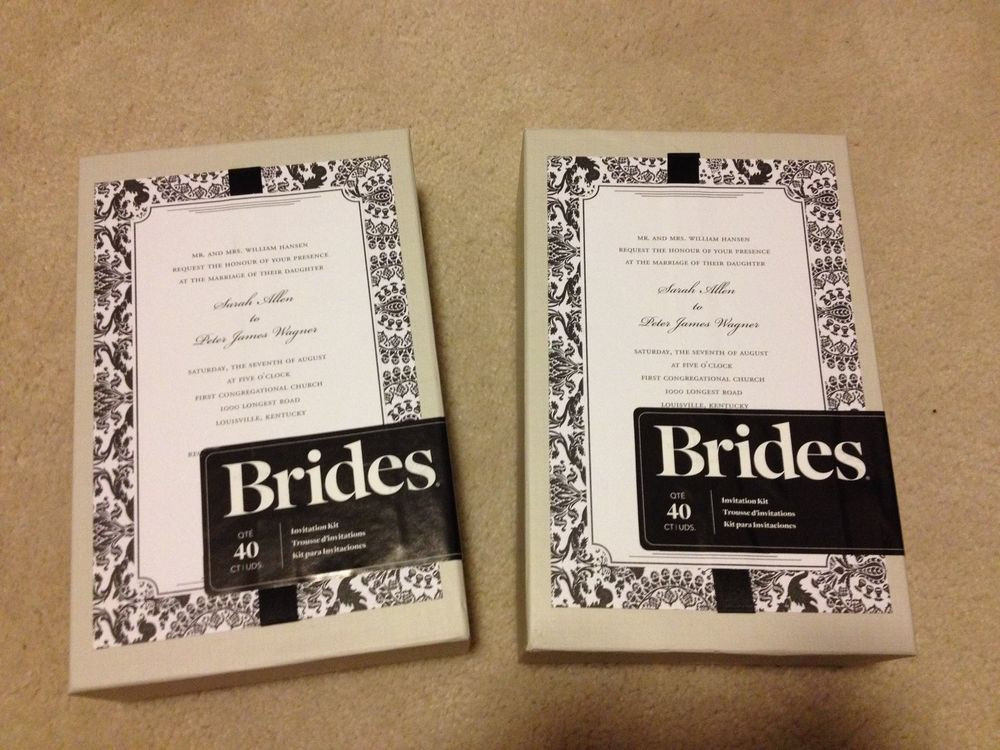Brides Wedding Invitation Kits
 NIB brides magazine black & white damask 80 wedding