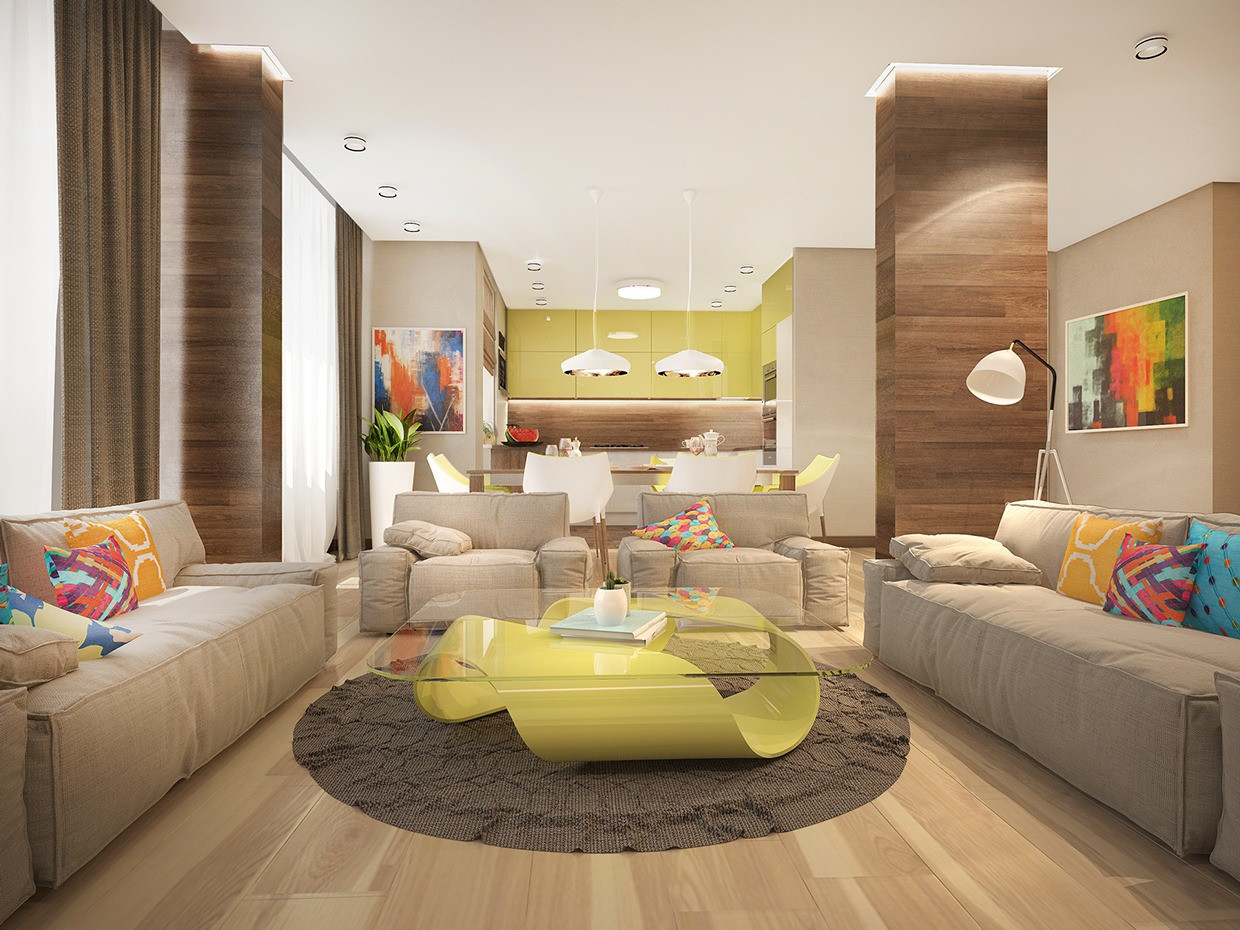 Bright Living Room Colors
 Stylish Family Home Features Bright Tropical Colors