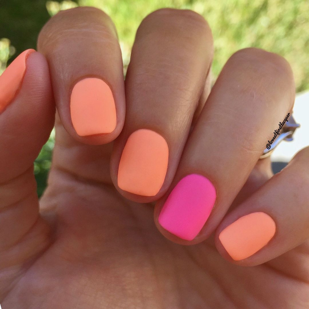 Bright Nail Colors For Summer
 Perfect summer nails Bright neon and orange matte nails