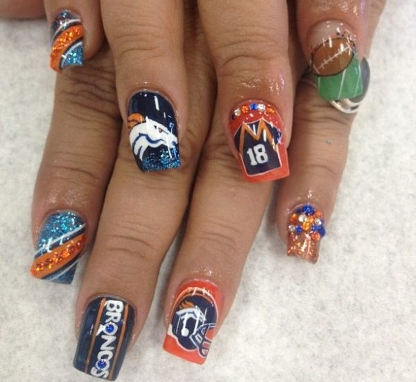 Bronco Nail Designs
 20 Denver Broncos Nail Art Ideas for Super Bowl 50