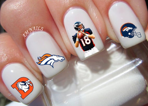 Bronco Nail Designs
 Denver Broncos Nail Decals by AMnails on Etsy