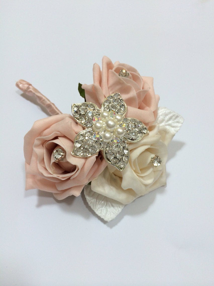 Brooches Boutonniere
 La s Brooch CorsageWedding Corsage Peach and Cream Roses