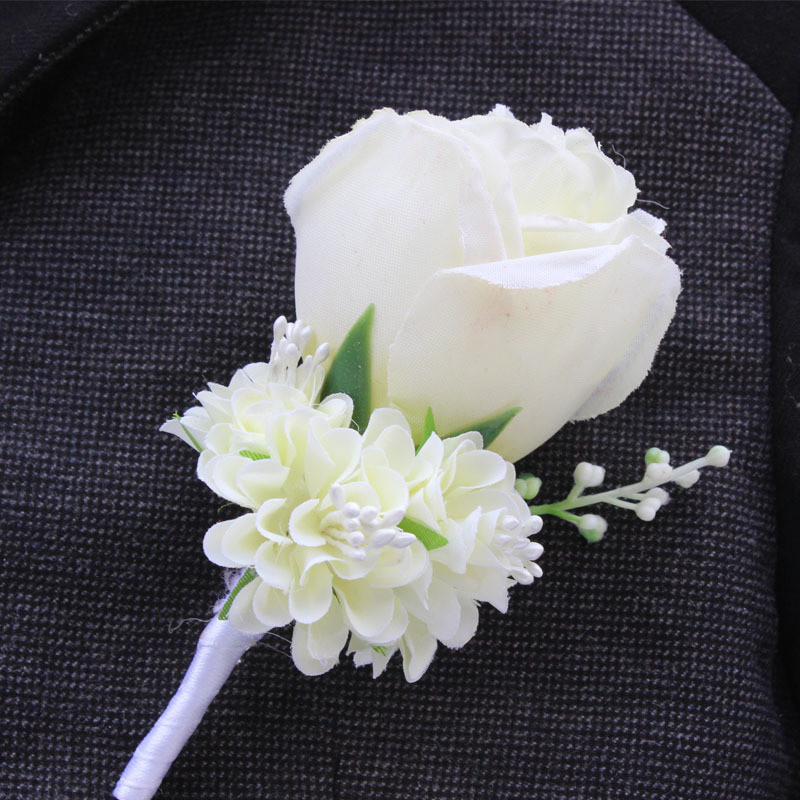 Brooches Boutonniere
 Best Man Wedding Boutonniere in Ivory Purple White Blue10