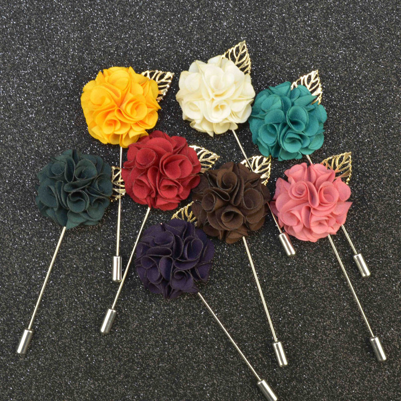 Brooches Boutonniere
 Fashion Handmade Flower Boutonniere Stick Brooch Pin Mens