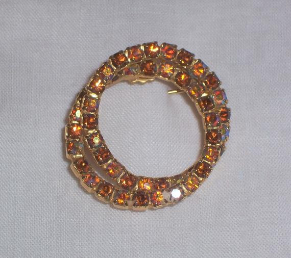 Brooches Circle
 Vintage Rhinestone Circle Pin or Brooch by VintageEarrings