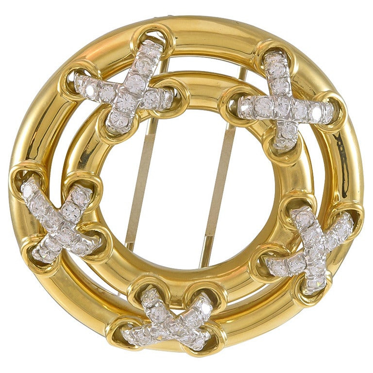 Brooches Circle
 Tiffany and Co Diamond Gold Circle Brooch at 1stdibs