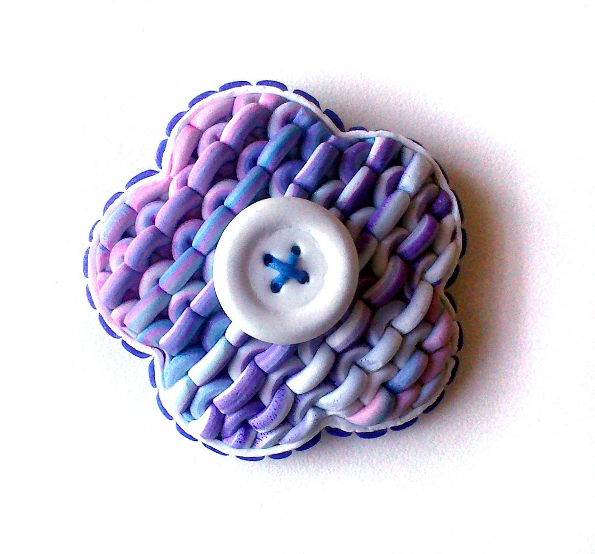 Brooches Clay
 Polymer Clay Knitting Flower Brooch