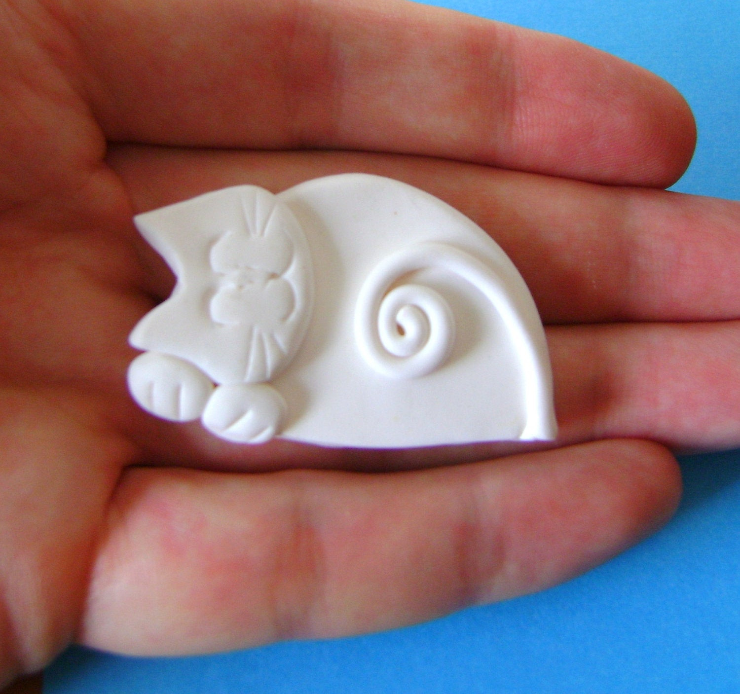 Brooches Clay
 Polymer Clay White Cat Pin Brooch or Magnet
