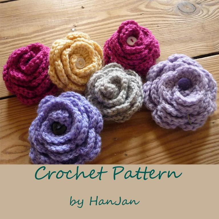 Brooches Crochet
 Flower Pin Brooch Crochet Pattern by HanJan Crochet Craftsy