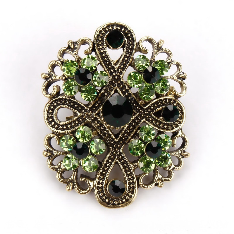 Brooches Design
 Baiduqiandu Antique Gold Color Plated Crystal Rhinestones