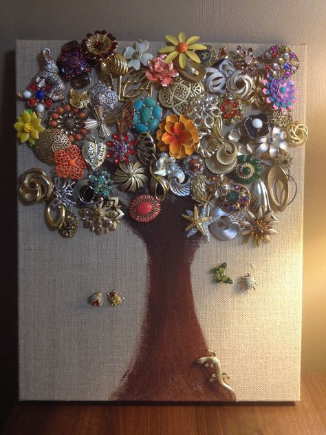 Brooches Display
 548 best Art Made with Jewelry and Buttons images on