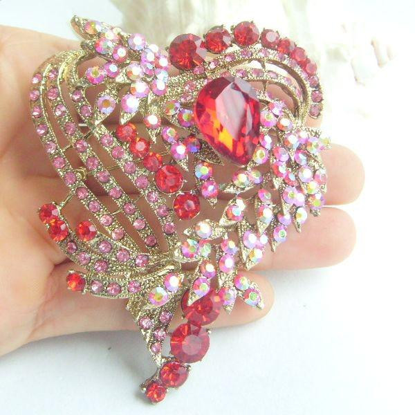 Brooches Heart
 2017 Gorgeous Love Heart Flower Brooch Pin W Red