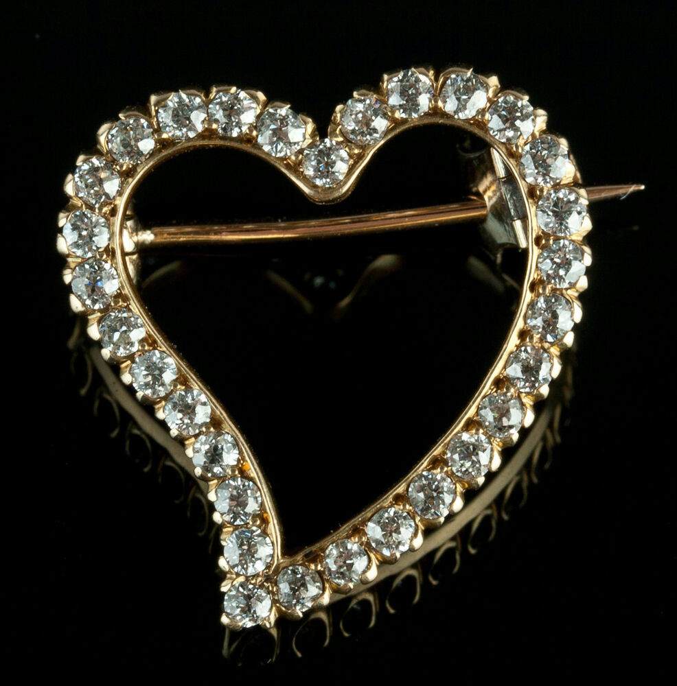 Brooches Heart
 Tiffany & Co Vintage 1900s 18k Yellow Gold Round Cut