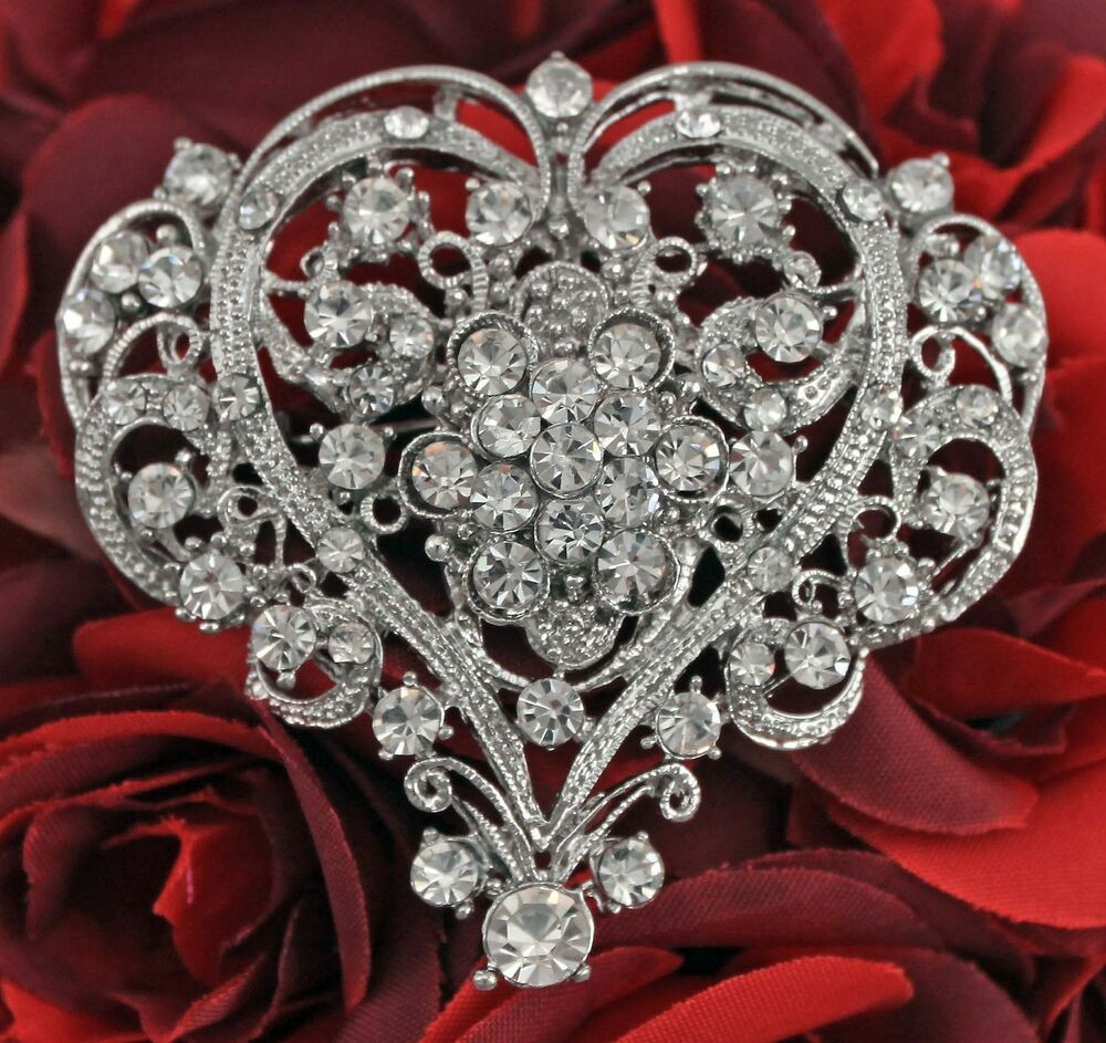 Brooches Heart
 Women Elegant Crystal Rhinestone Teardrop Heart Shape