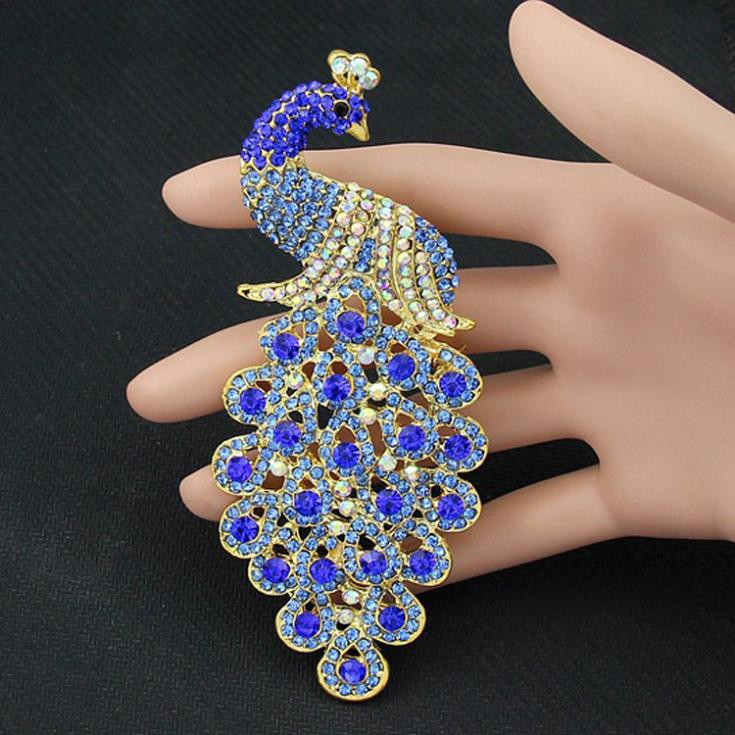 Brooches Jewelry
 Drop Shipping Brooches Multicolor Rhinestone Blue Peacock