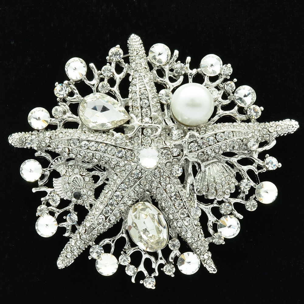 Brooches Jewelry
 Wedding Bridal Starfish Brooch Broach Pins Jewelry Clear