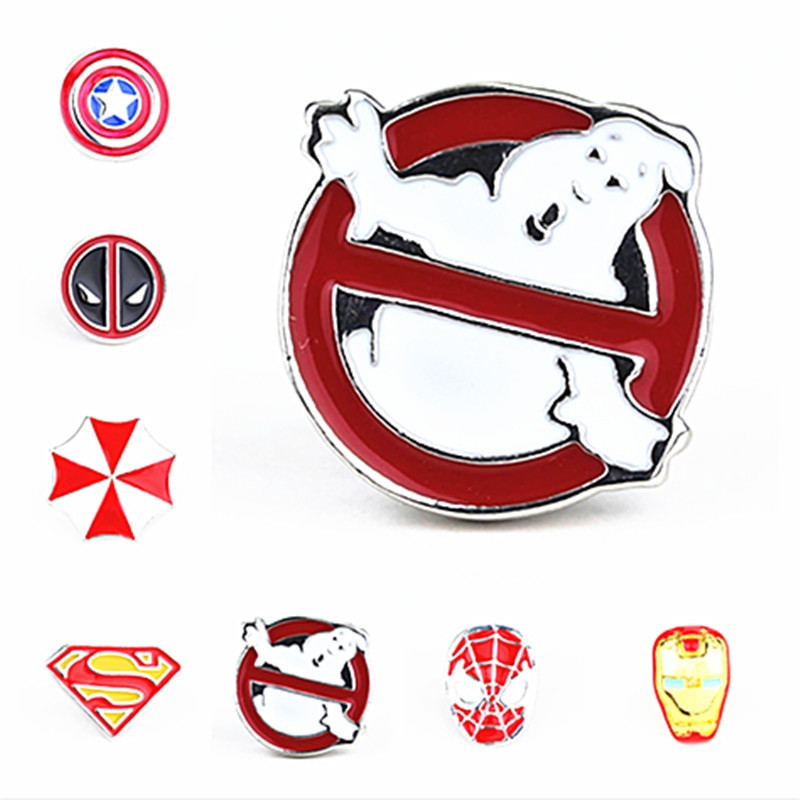 Brooches Logo
 Ghostbusters Brooch Broches Silver Red White Halloween