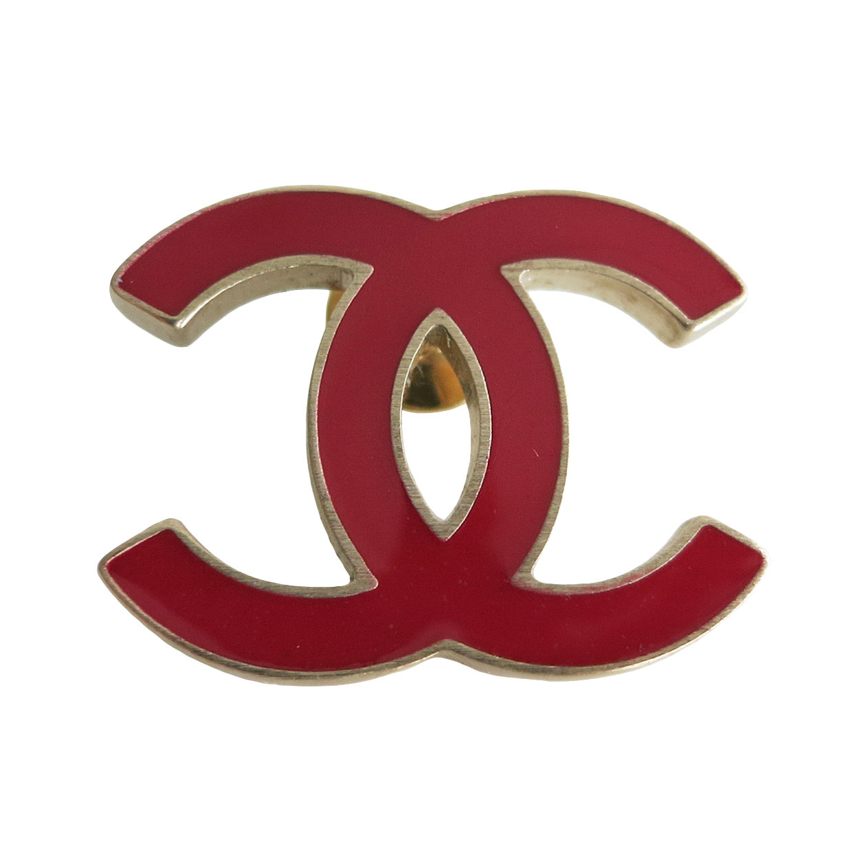 Brooches Logo
 CHANEL Logo CC red metal brooch