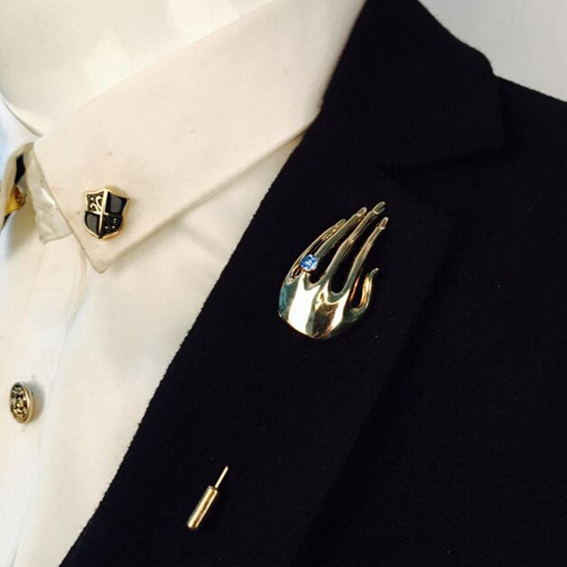 Brooches Men
 Fashion crystal hand men Collar Brooch pin Men Suit Lapel