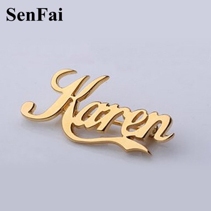 Brooches Name
 Custom Name Brooches Pins Gold Silver Any Font Monogram