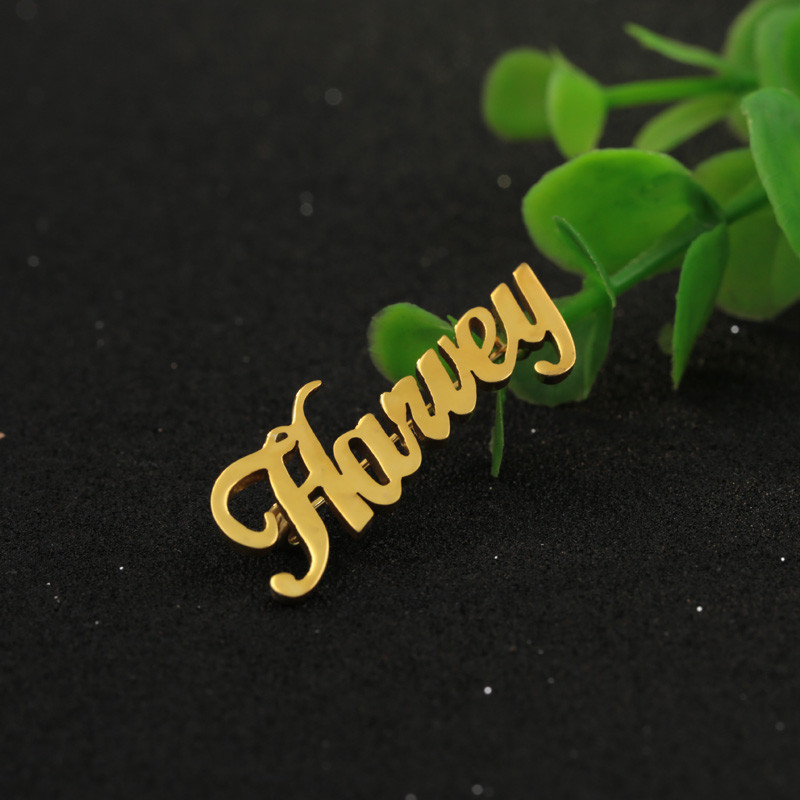 Brooches Name
 Custom Name Golden Brooch Personalized Nameplate Brooch