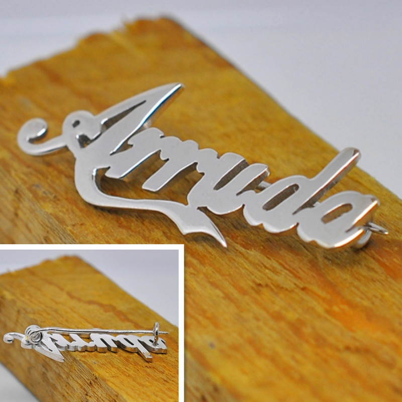 Brooches Name
 Personalized Name Brooch 925 Solid Silver pany Sign