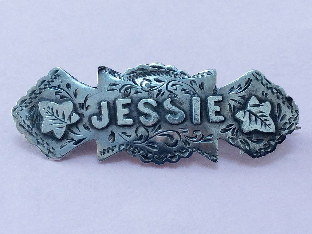 Brooches Name
 ANTIQUE STERLING SILVER JESSIE NAME BROOCH PIN 1895