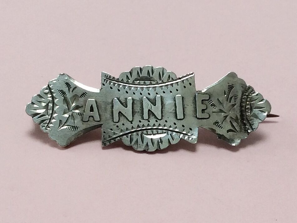 Brooches Name
 ANTIQUE STERLING SILVER ANNIE NAME BROOCH PIN 1899