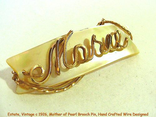 Brooches Name
 ESTATE c1926 BROOCH PIN Hand Made WIRE NAME JEWELRY on